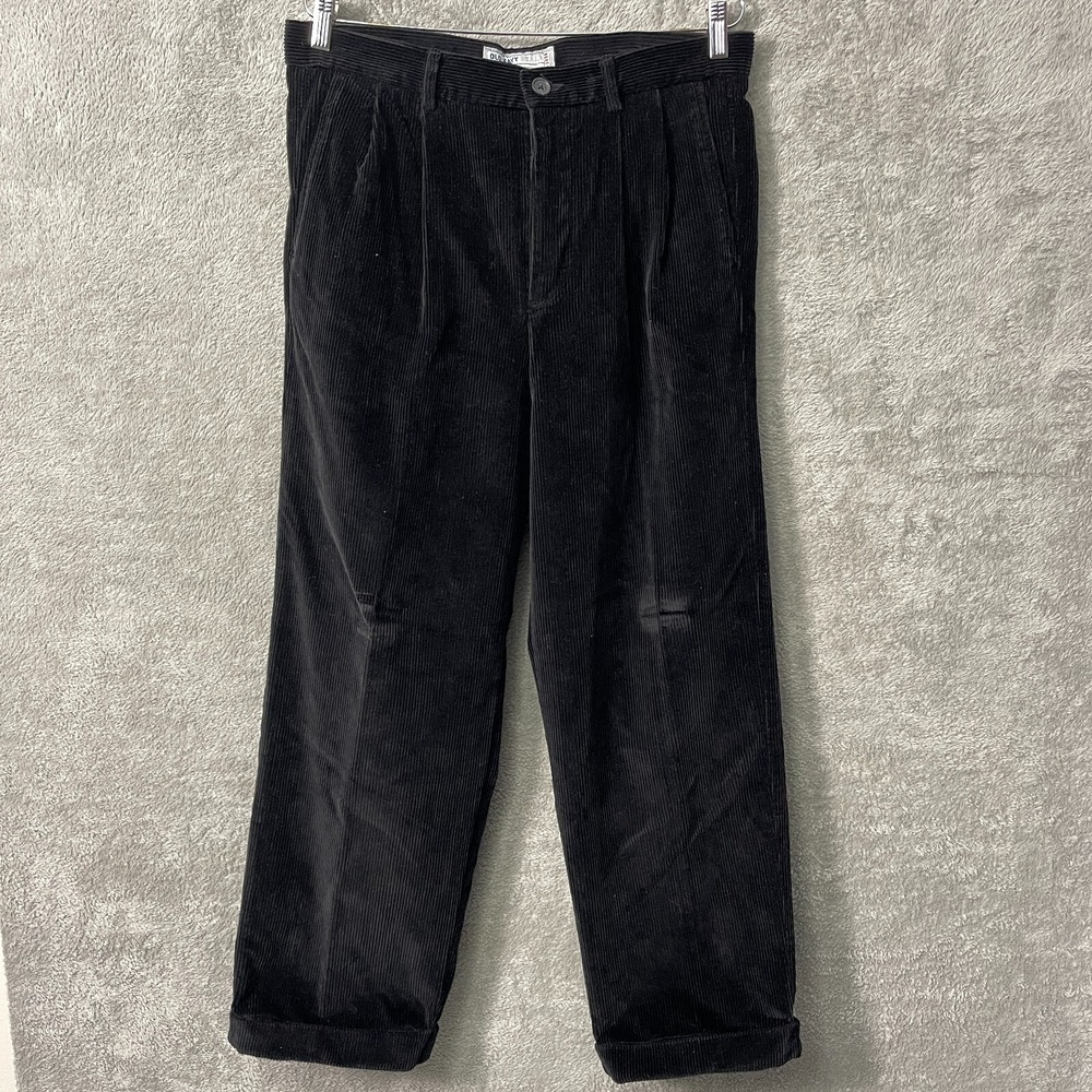 Old Navy Black Corduroy Straight Leg Pants Cuff 32 Casual Classic